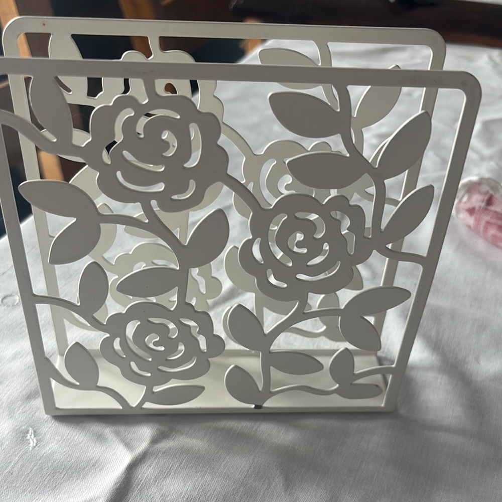 IKEA White Floral Napkin Holder